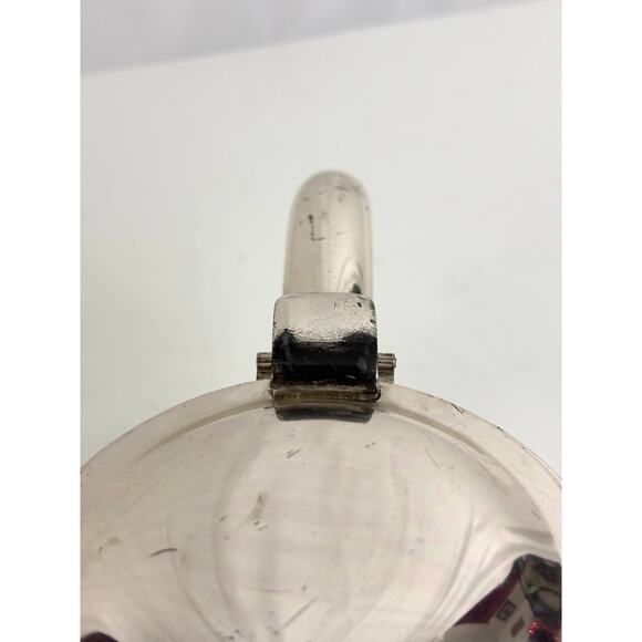 Vintage Cut Glass Water Pitcher Silverplate Lid Hinged Claret Jug 10” - Picture 9 of 15